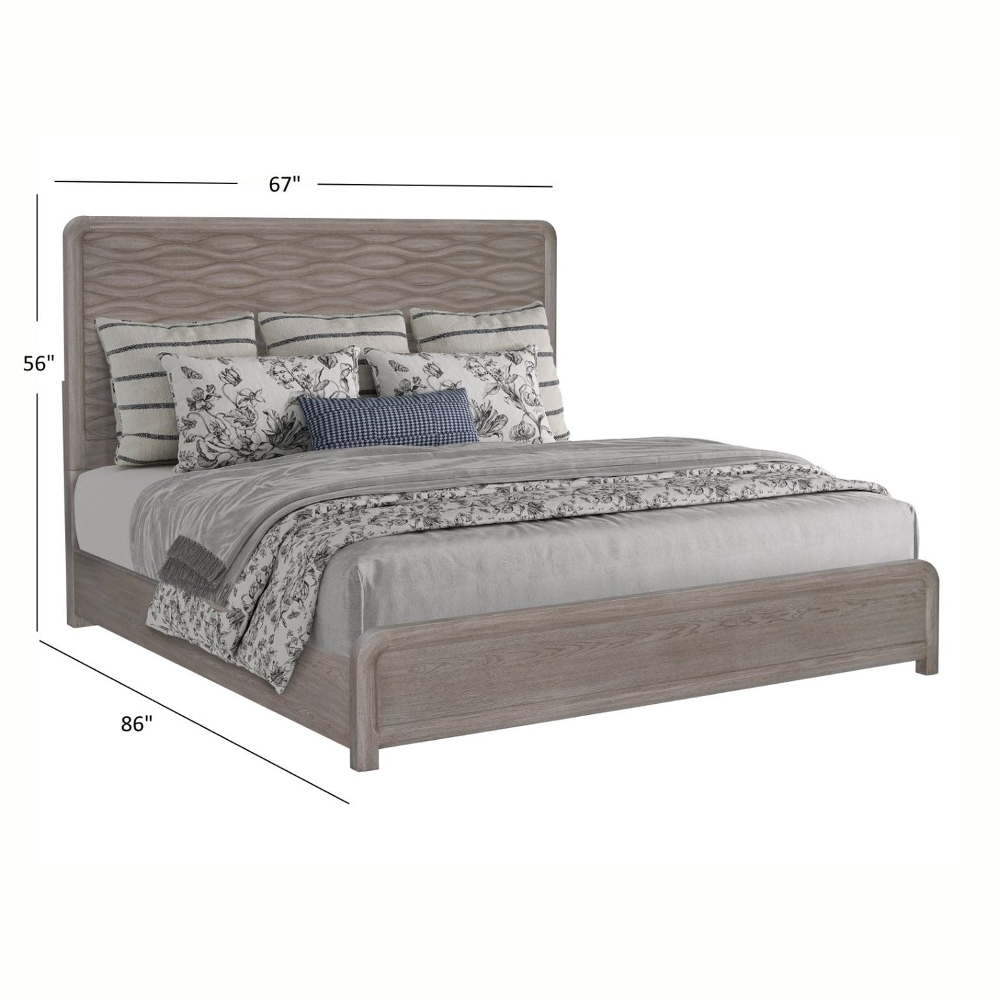 Cape Wave Panel Wood Bedroom Set 6PC