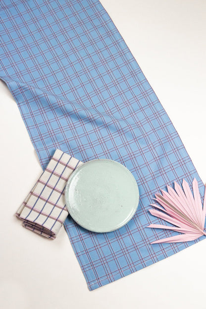 Chiapas Plaid Light Blue Table Runner