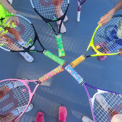 Unicorn Pink/Purple Tennis Overgrip Tape and Matching Shock Absorbing Dampener for Tennis Racket
