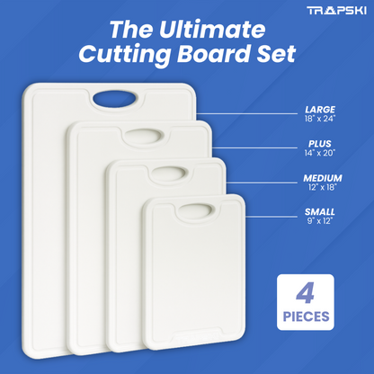 TRAPSKI Premium 1/2 Inch Thick HDPE Cutting Boards | Food-Grade Kitchen Prep Surface | Juice Grooves | Made in the USA