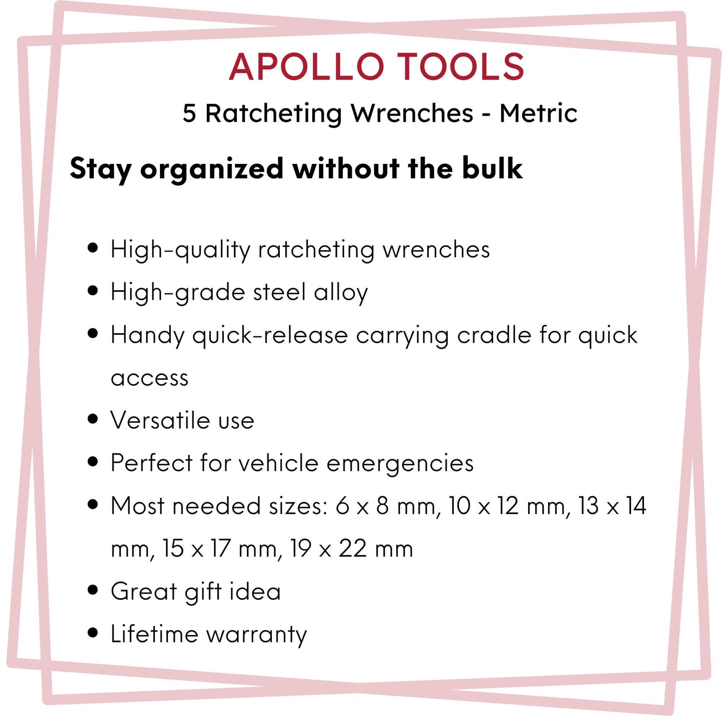 5 Ratcheting Wrenches - Metric - DT1213