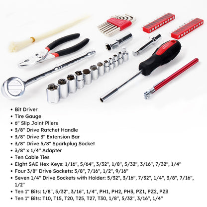 56 Piece SAE Auto Tool Set In Zipper Case - DT9774