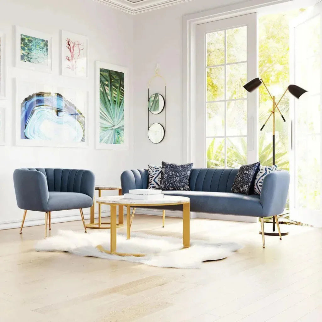 Deco Sofa Gray & Gold