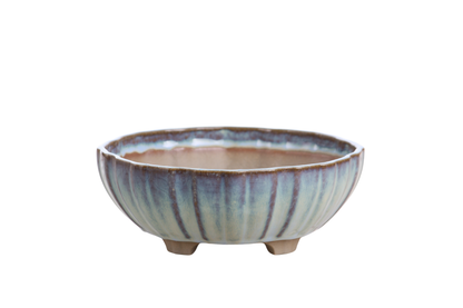 Willow Bonsai Ceramics Lily Bonsai Pot 7 Inch – Sculpted Rounded Ceramic Bonsai & Succulent Planter with Wavy Profile, High‑Fired Frost‑Proof Stoneware, Handmade in USA (Glacier)