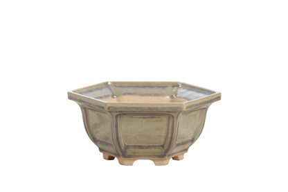Willow Bonsai Ceramics Hexagonal Windowed Bonsai Pot 5 Inch – Semi‑Cascade Planter, High‑Fired Frost‑Proof Stoneware with Drainage & Wiring Holes, Handmade in USA (Copenhagen)