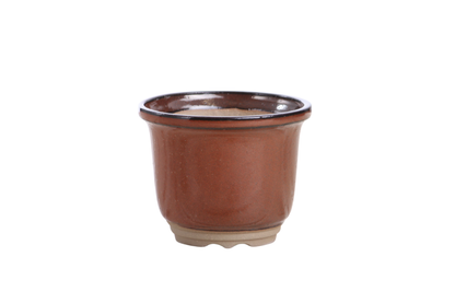 Willow Bonsai Ceramics Flute Bonsai Pot 4 Inch – Round Semi‑Cascade Ceramic Bonsai & Succulent Planter with Fluted Profile and Banded Base, High‑Fired Frost‑Proof Stoneware, Handmade in USA (Sunset)