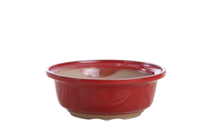 Willow Bonsai Ceramics Round Bonsai Pot 6 Inch – Round Ceramic Bonsai & Succulent Planter with Accentuated Rim and Sculpted Foot Ring, High‑Fired Frost‑Proof Stoneware, Handmade in USA (Red)