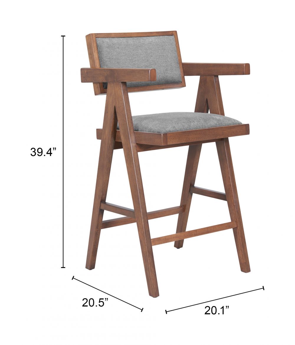 Delhi Grey Fabric Counter Stool 2PC