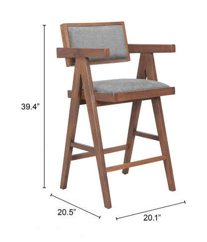Delhi Grey Fabric Counter Stool 2PC