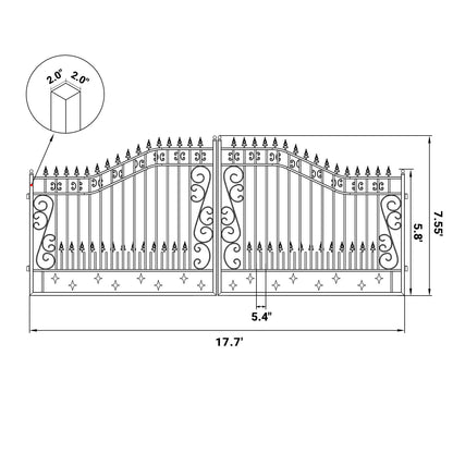 18x8 ft Steel Dual Swing Driveway Gate