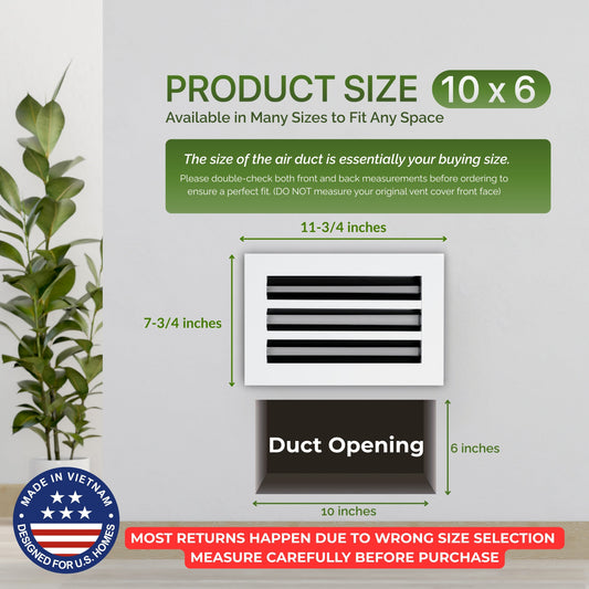 6x10 Air Vent Cover (Duct Opening) - White Aluminum Linear Slot Diffuser Type S