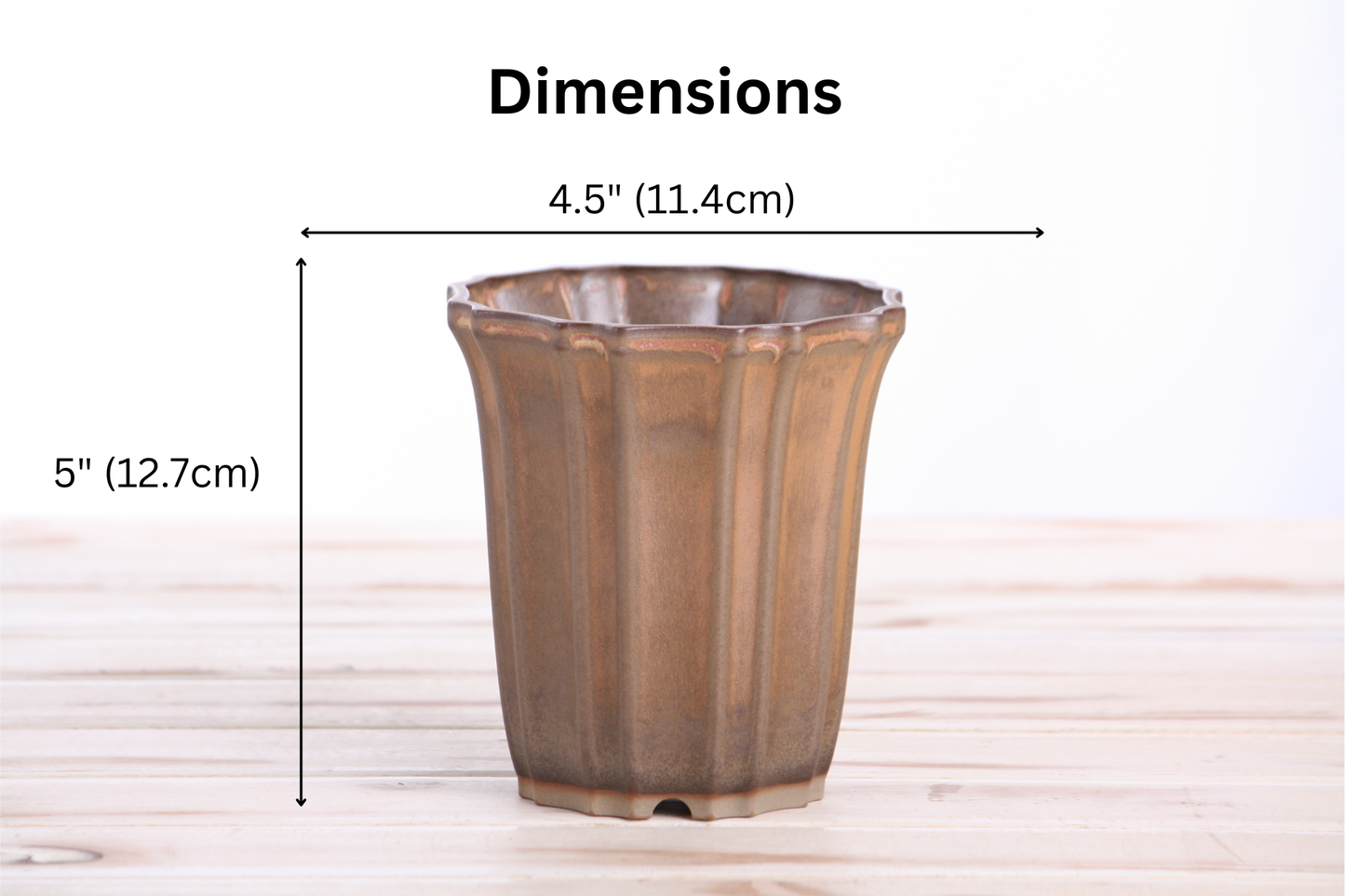 Willow Bonsai Ceramics Flower Design Cascade Bonsai Pot 4.5 Inch – Elegant Tall Ceramic Bonsai & Succulent Planter, High‑Fired Frost‑Proof Stoneware with Drainage & Wiring Holes, Handmade in USA (Deep Stone)