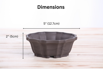 Willow Bonsai Ceramics Flower Design Bonsai Pot 5 Inch – Elegant Ceramic Bonsai & Succulent Planter, High‑Fired Frost‑Proof Stoneware with Drainage & Wiring Holes, Handmade in USA (Unglazed Black)
