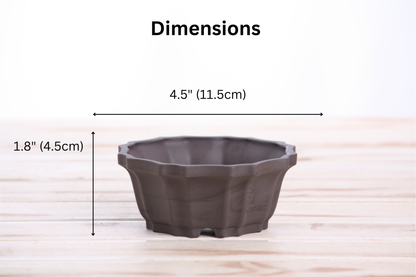Willow Bonsai Ceramics Flower Design Bonsai Pot 4.5 Inch – Elegant Ceramic Bonsai & Succulent Planter, High‑Fired Frost‑Proof Stoneware with Drainage & Wiring Holes, Handmade in USA (Unglazed Black)