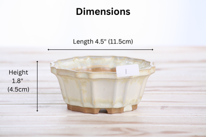 Willow Bonsai Ceramics Flower Design Bonsai Pot 4.5 Inch – Elegant Ceramic Bonsai & Succulent Planter, High‑Fired Frost‑Proof Stoneware with Drainage & Wiring Holes, Handmade in USA (Limited Edition 1)