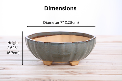 Willow Bonsai Ceramics Lily Bonsai Pot 7 Inch – Sculpted Rounded Ceramic Bonsai & Succulent Planter with Wavy Profile, High‑Fired Frost‑Proof Stoneware, Handmade in USA (Starry Night)