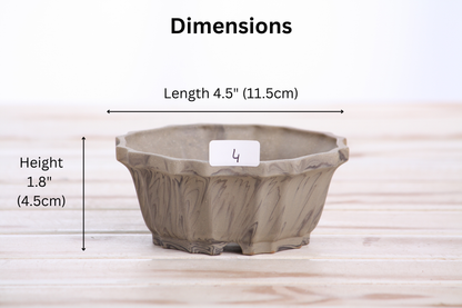Willow Bonsai Ceramics Flower Design Bonsai Pot 4.5 Inch – Elegant Ceramic Bonsai & Succulent Planter, High‑Fired Frost‑Proof Stoneware with Drainage & Wiring Holes, Handmade in USA (Limited Edition 4)