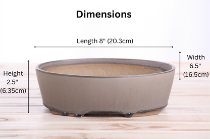 Willow Bonsai Ceramics Oval A Bonsai Pot 8 Inch – Straight‑Sided Oval Ceramic Bonsai & Succulent Planter, High‑Fired Frost‑Proof Stoneware with Drainage & Wiring Holes, Handmade in USA (Ocean)