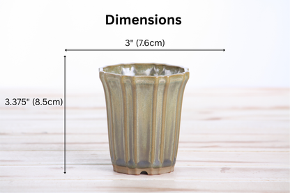 Willow Bonsai Ceramics Flower Design Cascade Bonsai Pot 3 Inch – Elegant Tall Ceramic Bonsai & Succulent Planter, High‑Fired Frost‑Proof Stoneware with Drainage & Wiring Holes, Handmade in USA (Copenhagen)