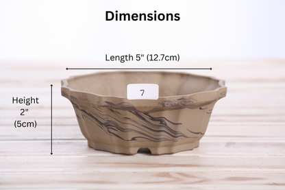 Willow Bonsai Ceramics Flower Design Bonsai Pot 5 Inch – Elegant Ceramic Bonsai & Succulent Planter, High‑Fired Frost‑Proof Stoneware with Drainage & Wiring Holes, Handmade in USA (Limited Edition 7)