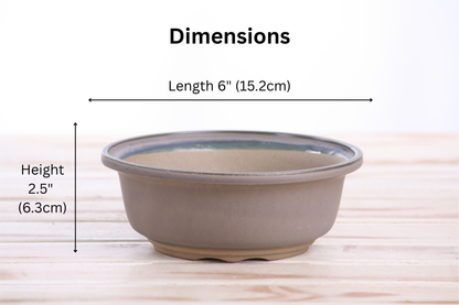 Willow Bonsai Ceramics Round Bonsai Pot 6 Inch – Round Ceramic Bonsai & Succulent Planter with Accentuated Rim and Sculpted Foot Ring, High‑Fired Frost‑Proof Stoneware, Handmade in USA (Ocean)