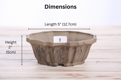 Willow Bonsai Ceramics Flower Design Bonsai Pot 5 Inch – Elegant Ceramic Bonsai & Succulent Planter, High‑Fired Frost‑Proof Stoneware with Drainage & Wiring Holes, Handmade in USA (Limited Edition 8)