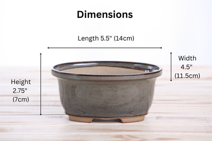 Willow Bonsai Ceramics Fat Bonsai Pot 5.5 Inch – Bold Oval Ceramic Bonsai & Succulent Planter with Accentuated Rim, High‑Fired Frost‑Proof Stoneware, Handmade in USA (Starry Night)