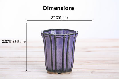 Willow Bonsai Ceramics Flower Design Cascade Bonsai Pot 3 Inch – Elegant Tall Ceramic Bonsai & Succulent Planter, High‑Fired Frost‑Proof Stoneware with Drainage & Wiring Holes, Handmade in USA (Purple)