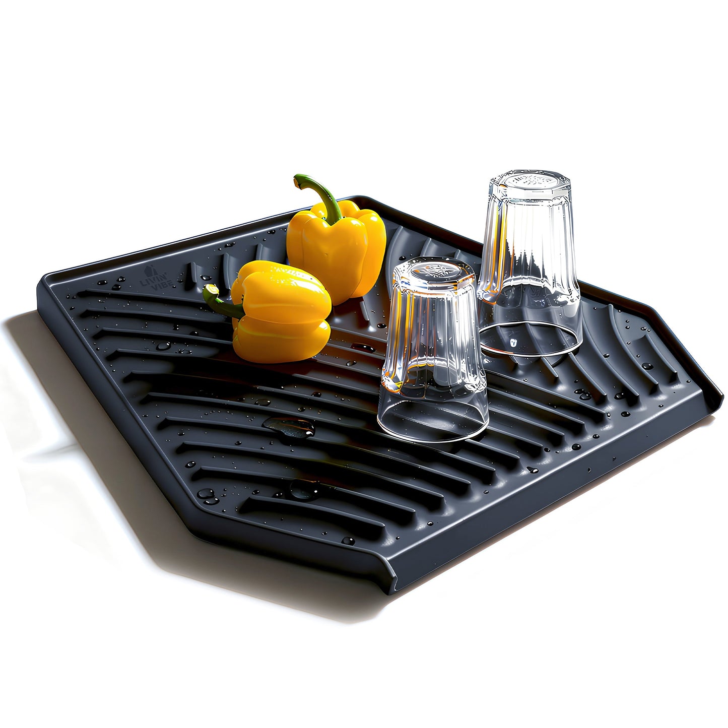 Silicone Dish Drying Mat 19.3’’ x 13’ Charcoal Grey