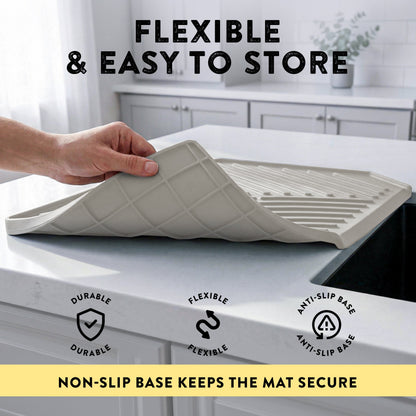Silicone Dish Drying Mat 19.3’’ x 13’ Charcoal Grey