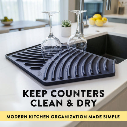 Silicone Dish Drying Mat 19.3’’ x 13’ Charcoal Grey