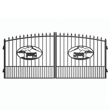14x8 ft Steel Dual Swing Driveway Gate