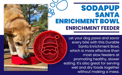 Santa Christmas eBowl Deep Slow Feeder Dog Bowl for Enrichment | USA Made