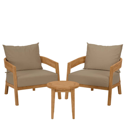 Brisbane Teak Outdoor Patio Set - Stylish 3-Piece Design by Modway