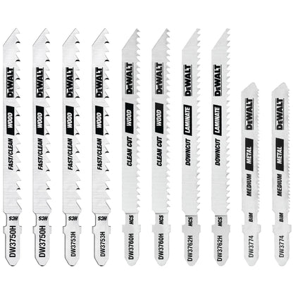 DeWalt DW3741C Jigsaw Blades Set With Case T-Shank 10-Piece