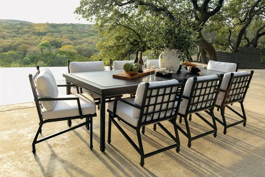Eterna Black Matte Patio Dining Arm Chair (Set Of 2)
