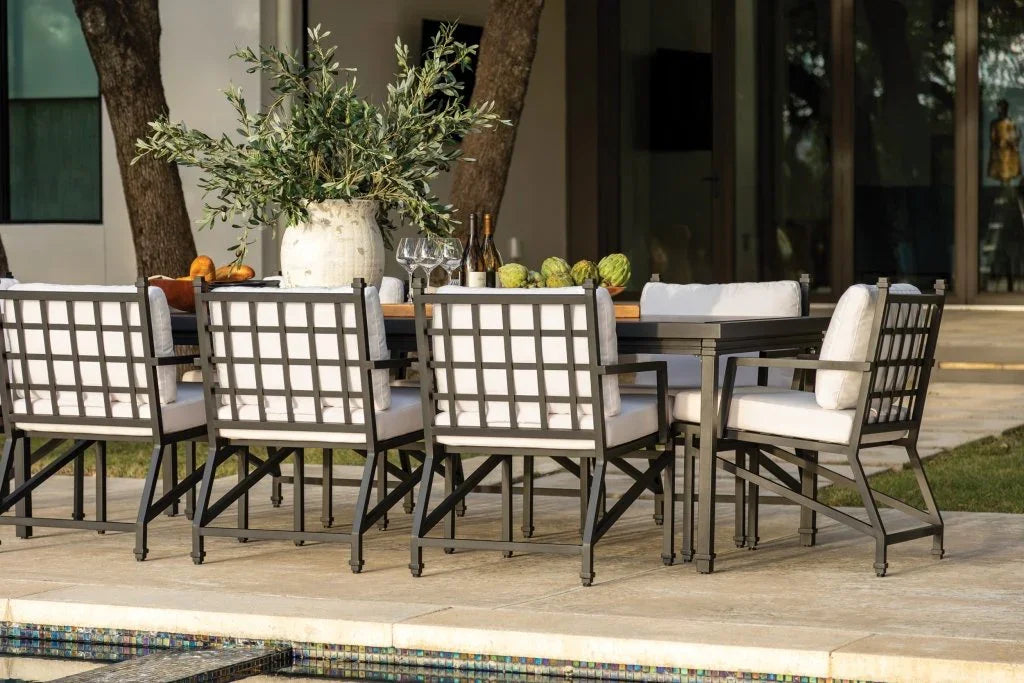 Eterna Black Matte Patio Dining Arm Chair (Set Of 2)