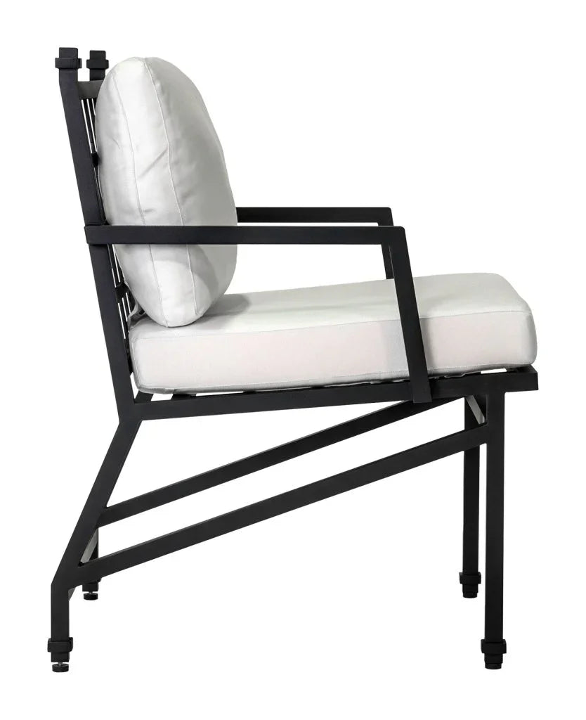 Eterna Black Matte Patio Dining Arm Chair (Set Of 2)