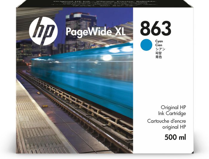 New, Pre-Owned - HP 863 500-ml Cyan Pagewide XL Ink Cartridge, F9K40A