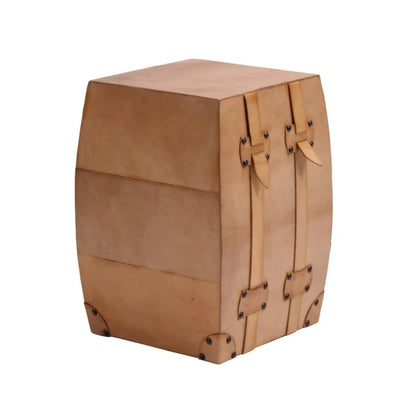 Fargus Handcrafted Brown Leather Stool