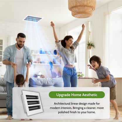 6x14 Air Vent Cover (Duct Opening) - White Aluminum Linear Slot Diffuser Type S