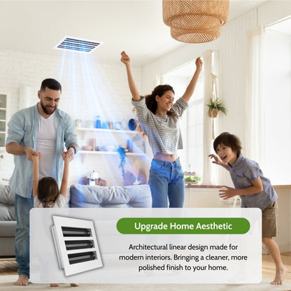 4x10 Air Vent Cover (Duct Opening) - White Aluminum Linear Slot Diffuser Type S