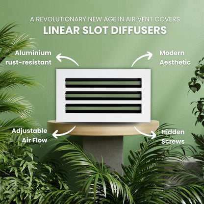 6x14 Air Vent Cover (Duct Opening) - White Aluminum Linear Slot Diffuser Type S