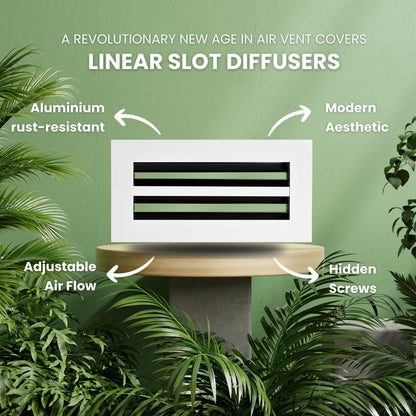 4x10 Air Vent Cover (Duct Opening) - White Aluminum Linear Slot Diffuser Type S