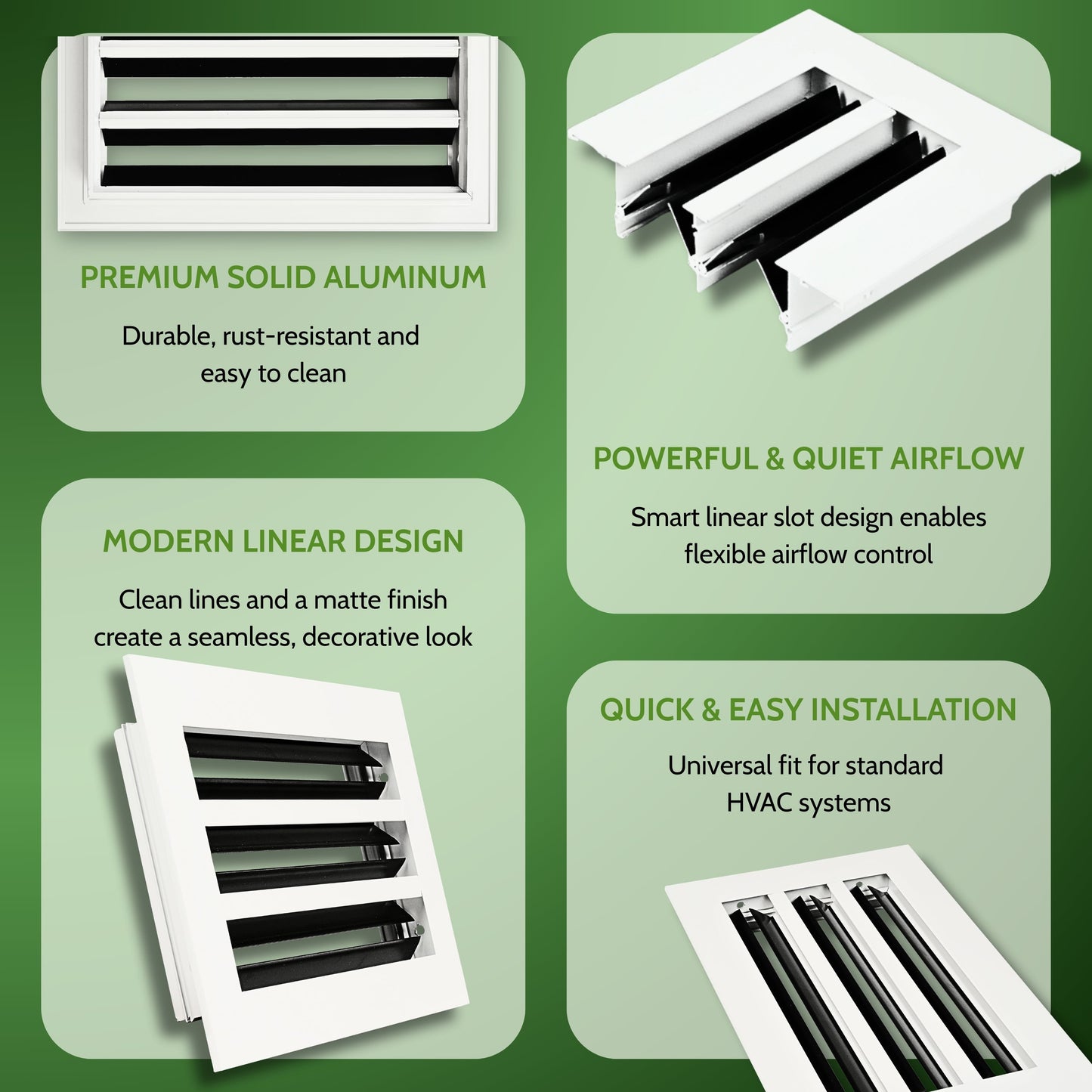 6x14 Air Vent Cover (Duct Opening) - White Aluminum Linear Slot Diffuser Type S