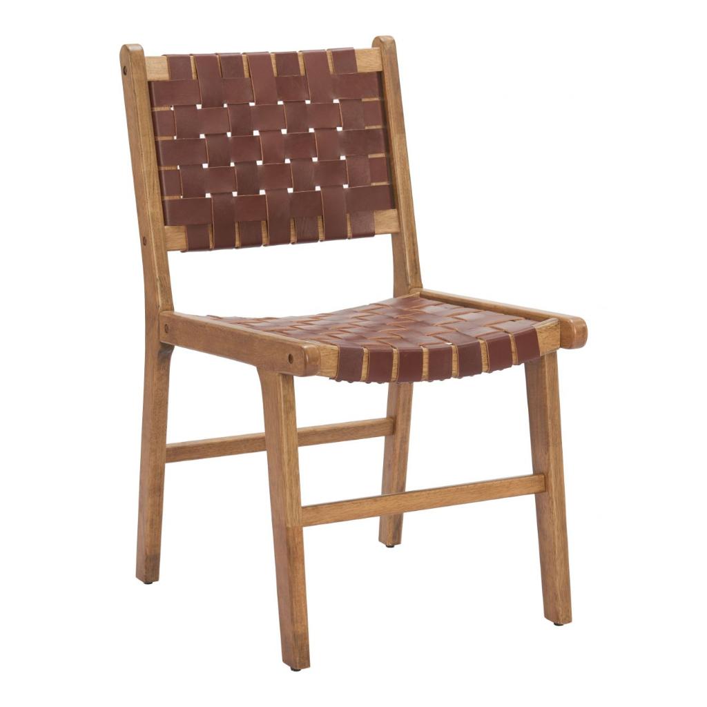 Feder Brown Leather Dining Chair 2PC