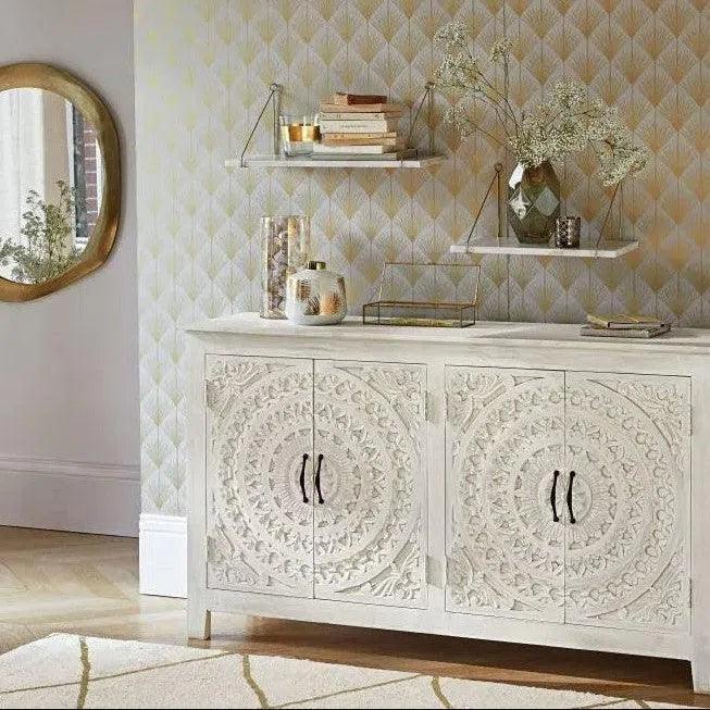 Feyloren Four Doors White Credenza