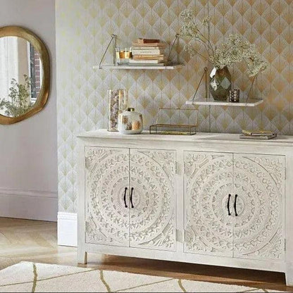 Feyloren Four Doors White Credenza