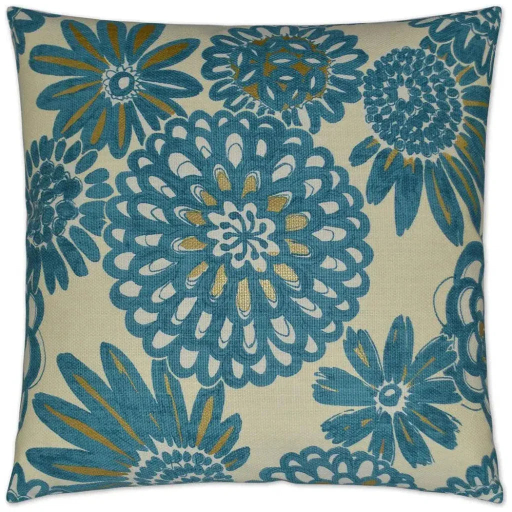 Flower Pops Peacock Blue Throw Pillow Insert