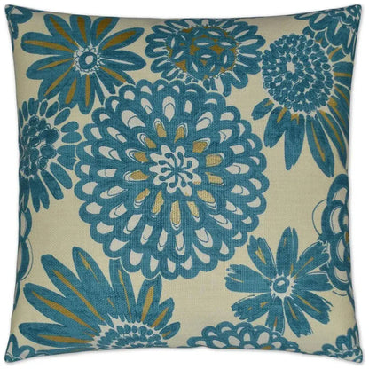 Flower Pops Peacock Blue Throw Pillow Insert